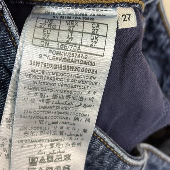 Guess Womens Preppy Hipster High Rise Cropped Mom Denim Jeans Size 27 Frayed Hem - Picture 9 of 9